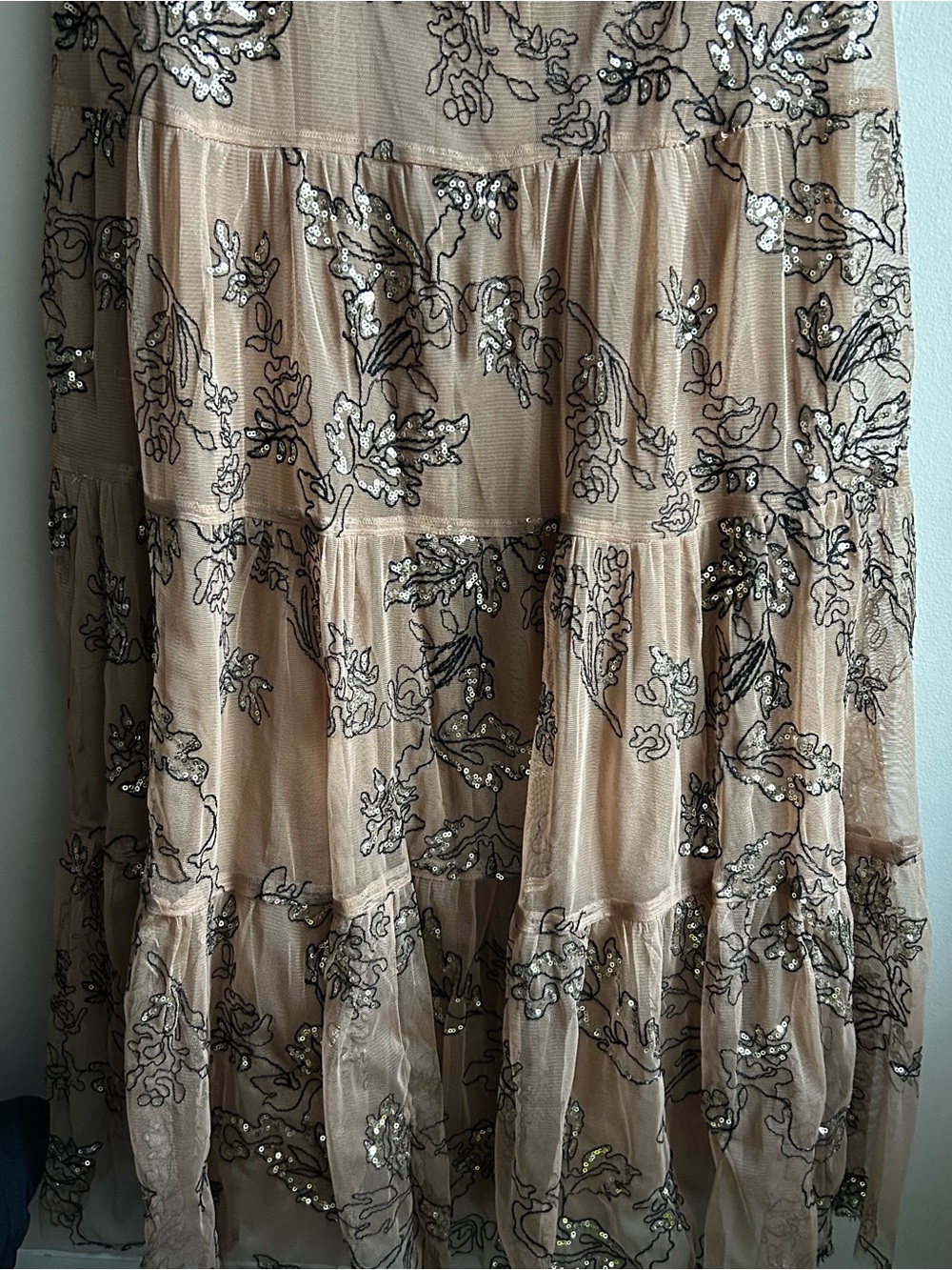 Anthropologie Beaded Tiered Maxi Dress in Rust - Picture 3 of 6